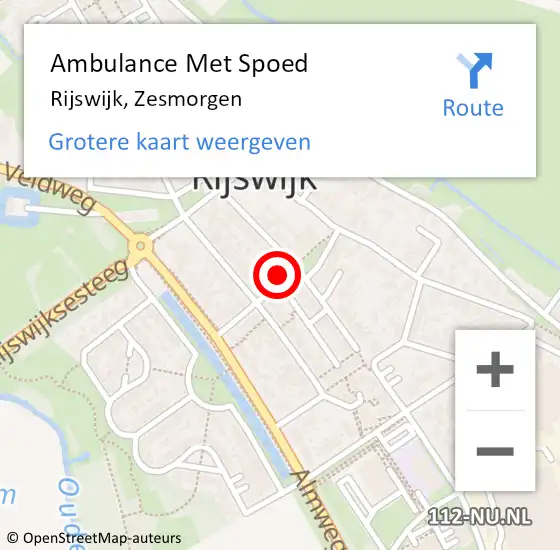 Locatie op kaart van de 112 melding: Ambulance Met Spoed Naar Rijswijk, Zesmorgen op 3 april 2017 13:44