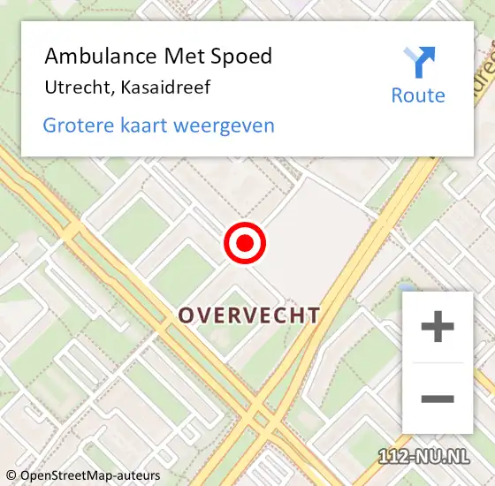 Locatie op kaart van de 112 melding: Ambulance Met Spoed Naar Utrecht, Kasaidreef op 3 april 2017 14:28