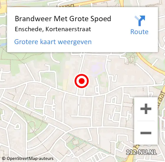 Locatie op kaart van de 112 melding: Brandweer Met Grote Spoed Naar Enschede, Kortenaerstraat op 3 april 2017 14:44