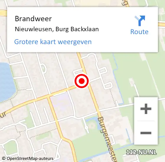 Locatie op kaart van de 112 melding: Brandweer Nieuwleusen, Burg Backxlaan op 3 april 2017 14:53