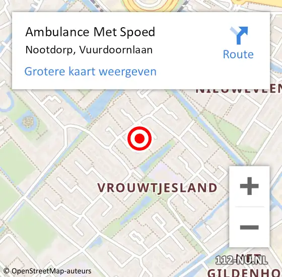 Locatie op kaart van de 112 melding: Ambulance Met Spoed Naar Nootdorp, Vuurdoornlaan op 3 april 2017 15:17