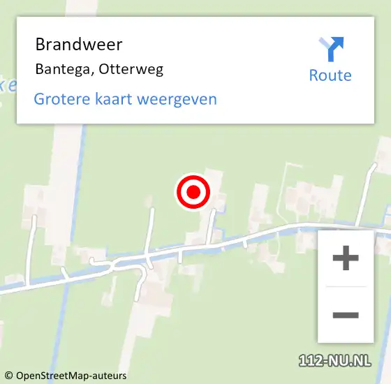 Locatie op kaart van de 112 melding: Brandweer Bantega, Otterweg op 3 april 2017 15:50