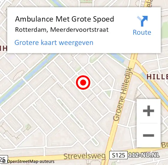 Locatie op kaart van de 112 melding: Ambulance Met Grote Spoed Naar Rotterdam, Meerdervoortstraat op 3 april 2017 16:05