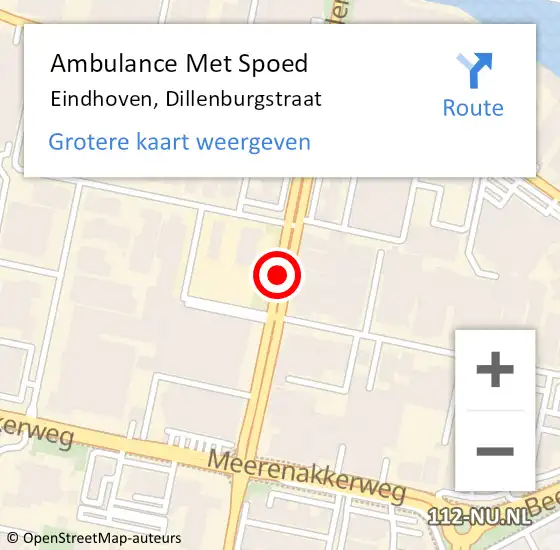 Locatie op kaart van de 112 melding: Ambulance Met Spoed Naar Eindhoven, Dillenburgstraat op 3 april 2017 16:12