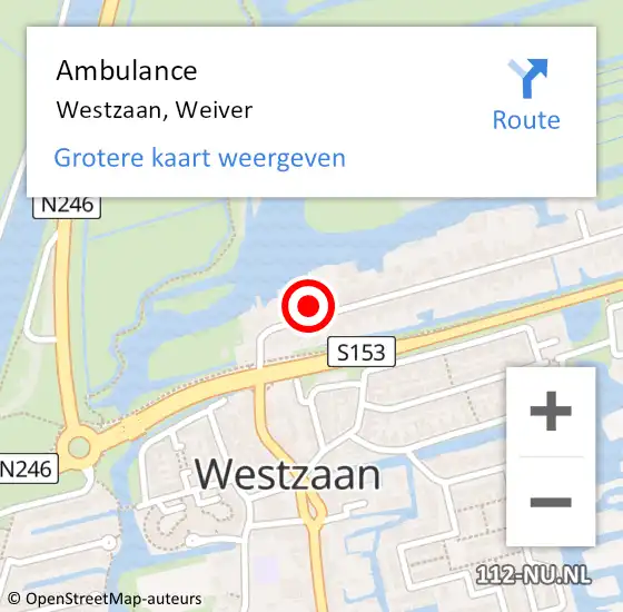 Locatie op kaart van de 112 melding: Ambulance Westzaan, Weiver op 3 april 2017 16:38