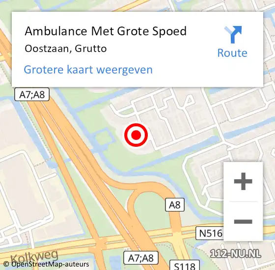 Locatie op kaart van de 112 melding: Ambulance Met Grote Spoed Naar Oostzaan, Grutto op 3 april 2017 17:00