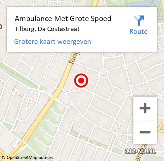 Locatie op kaart van de 112 melding: Ambulance Met Grote Spoed Naar Tilburg, Da Costastraat op 3 april 2017 17:22