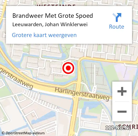 Locatie op kaart van de 112 melding: Brandweer Met Grote Spoed Naar Leeuwarden, Johan Winklerwei op 3 april 2017 17:23