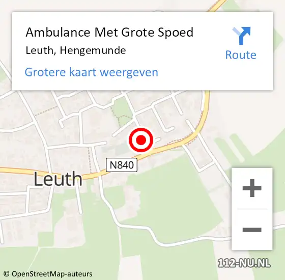 Locatie op kaart van de 112 melding: Ambulance Met Grote Spoed Naar Leuth, Hengemunde op 3 april 2017 17:30