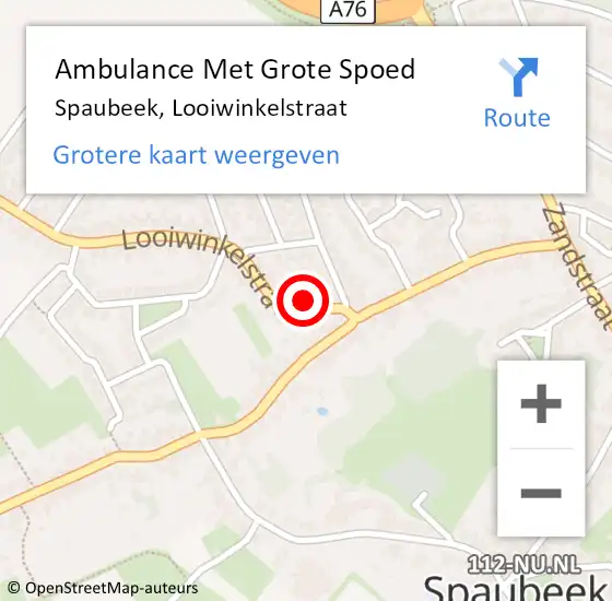 Locatie op kaart van de 112 melding: Ambulance Met Grote Spoed Naar Spaubeek, Looiwinkelstraat op 16 januari 2014 04:31