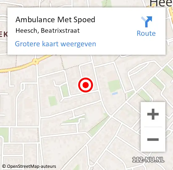 Locatie op kaart van de 112 melding: Ambulance Met Spoed Naar Heesch, Beatrixstraat op 3 april 2017 18:28