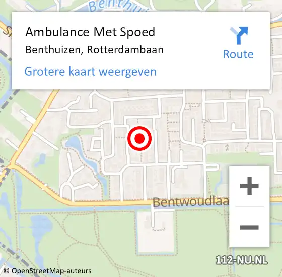 Locatie op kaart van de 112 melding: Ambulance Met Spoed Naar Benthuizen, Rotterdambaan op 3 april 2017 18:33