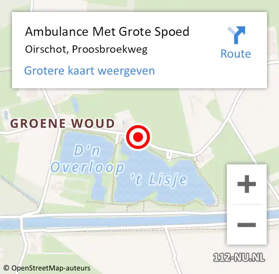 Locatie op kaart van de 112 melding: Ambulance Met Grote Spoed Naar Oirschot, Proosbroekweg op 3 april 2017 18:43