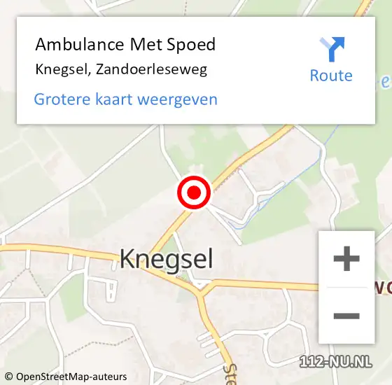 Locatie op kaart van de 112 melding: Ambulance Met Spoed Naar Knegsel, Zandoerleseweg op 3 april 2017 19:04