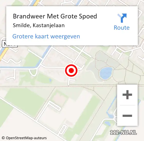 Locatie op kaart van de 112 melding: Brandweer Met Grote Spoed Naar Smilde, Kastanjelaan op 3 april 2017 19:13