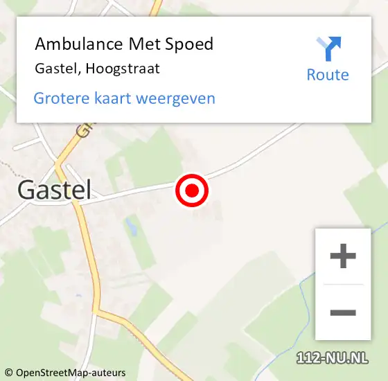 Locatie op kaart van de 112 melding: Ambulance Met Spoed Naar Gastel, Hoogstraat op 3 april 2017 20:04