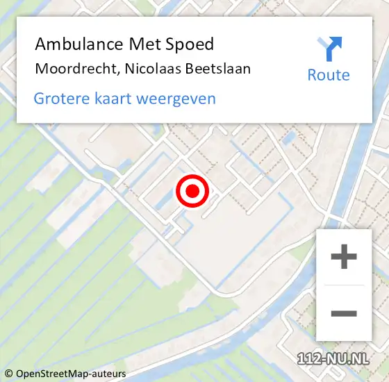 Locatie op kaart van de 112 melding: Ambulance Met Spoed Naar Moordrecht, Nicolaas Beetslaan op 3 april 2017 20:08