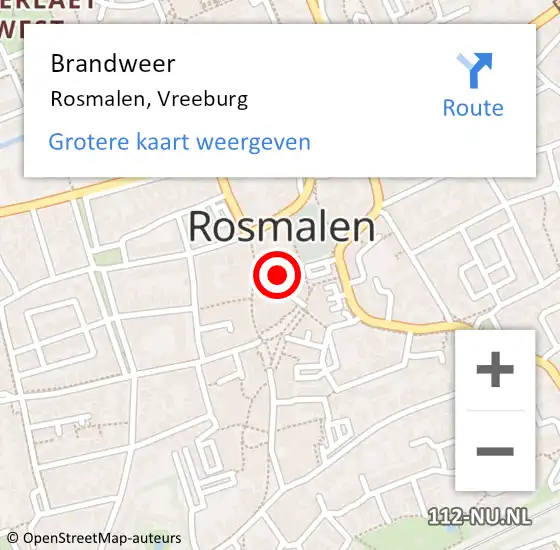 Locatie op kaart van de 112 melding: Brandweer Rosmalen, Vreeburg op 3 april 2017 20:13