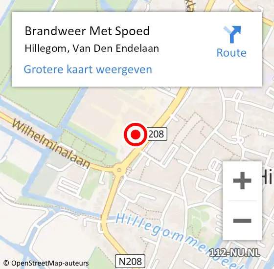 Locatie op kaart van de 112 melding: Brandweer Met Spoed Naar Hillegom, Van Den Endelaan op 3 april 2017 20:22