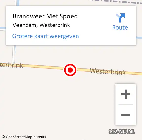 Locatie op kaart van de 112 melding: Brandweer Met Spoed Naar Veendam, Westerbrink op 3 april 2017 20:44