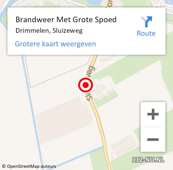 Locatie op kaart van de 112 melding: Brandweer Met Grote Spoed Naar Drimmelen, Sluizeweg op 3 april 2017 21:13