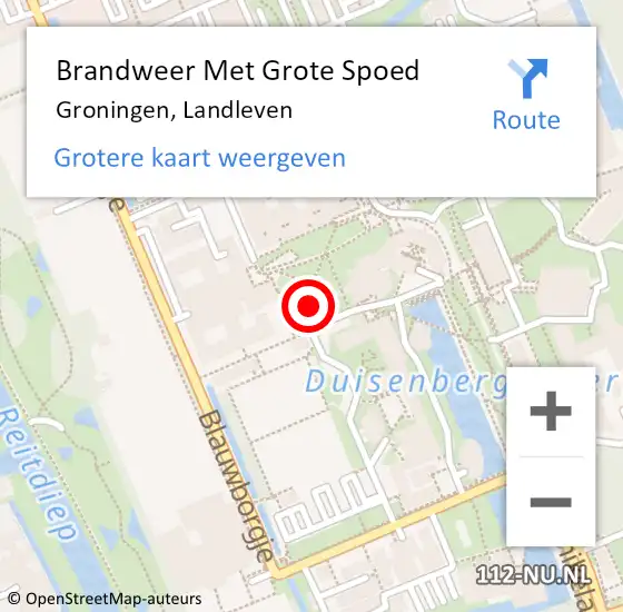 Locatie op kaart van de 112 melding: Brandweer Met Grote Spoed Naar Groningen, Landleven op 16 januari 2014 06:34