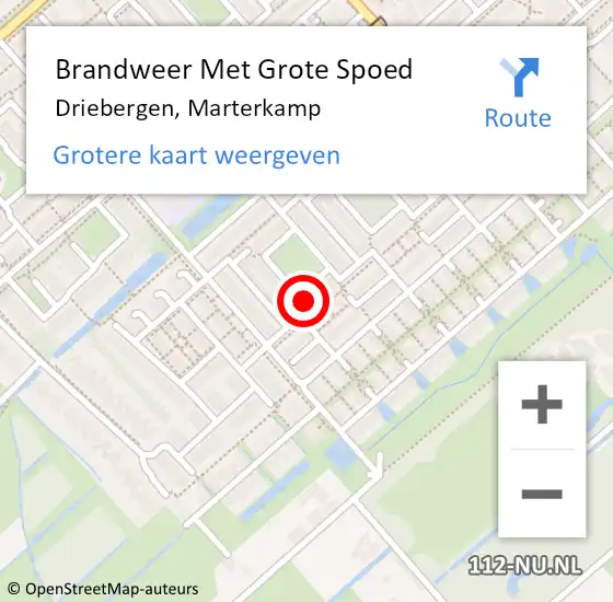 Locatie op kaart van de 112 melding: Brandweer Met Grote Spoed Naar Driebergen, Marterkamp op 3 april 2017 22:55