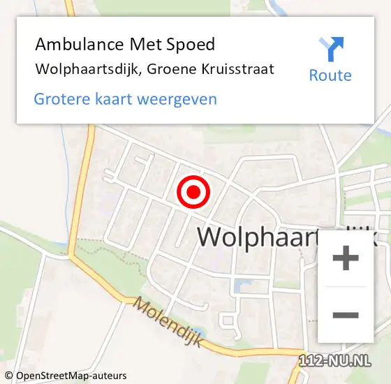 Locatie op kaart van de 112 melding: Ambulance Met Spoed Naar Wolphaartsdijk, Groene Kruisstraat op 3 april 2017 23:17