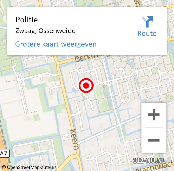 Locatie op kaart van de 112 melding: Politie Zwaag, Ossenweide op 3 april 2017 23:29