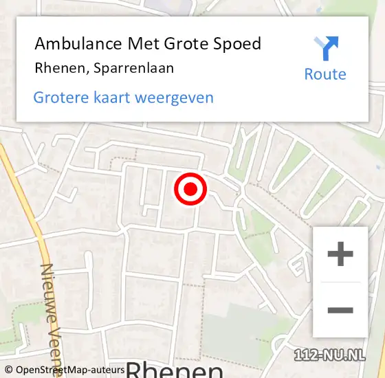 Locatie op kaart van de 112 melding: Ambulance Met Grote Spoed Naar Rhenen, Sparrenlaan op 4 april 2017 00:20