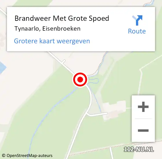 Locatie op kaart van de 112 melding: Brandweer Met Grote Spoed Naar Tynaarlo, Eisenbroeken op 16 januari 2014 06:58