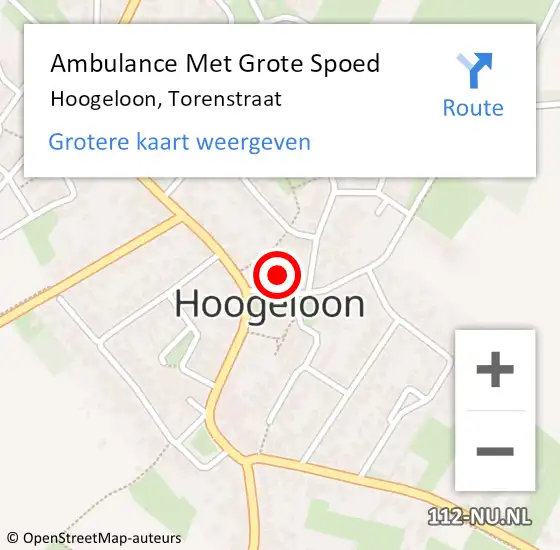 Locatie op kaart van de 112 melding: Ambulance Met Grote Spoed Naar Hoogeloon, Torenstraat op 4 april 2017 02:29