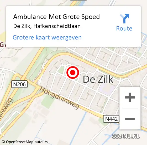 Locatie op kaart van de 112 melding: Ambulance Met Grote Spoed Naar De Zilk, Hafkenscheidtlaan op 4 april 2017 03:33