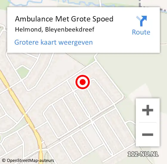 Locatie op kaart van de 112 melding: Ambulance Met Grote Spoed Naar Helmond, Bleyenbeekdreef op 4 april 2017 04:11