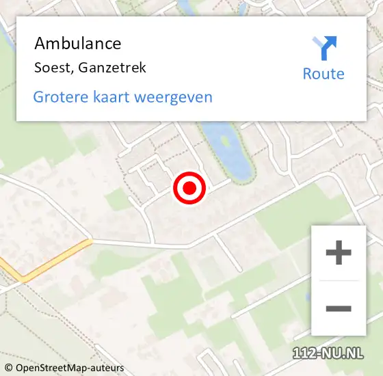 Locatie op kaart van de 112 melding: Ambulance Soest, Ganzetrek op 4 april 2017 04:12