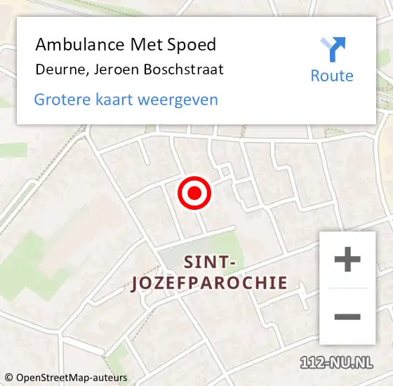 Locatie op kaart van de 112 melding: Ambulance Met Spoed Naar Deurne, Jeroen Boschstraat op 4 april 2017 05:13