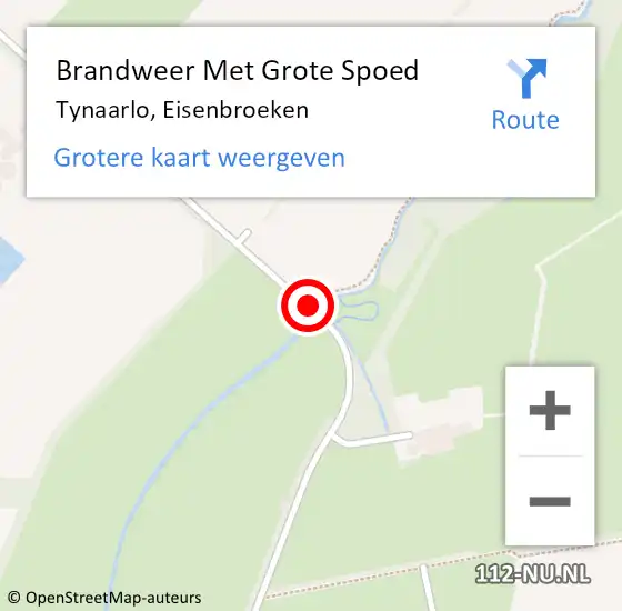 Locatie op kaart van de 112 melding: Brandweer Met Grote Spoed Naar Tynaarlo, Eisenbroeken op 16 januari 2014 07:10