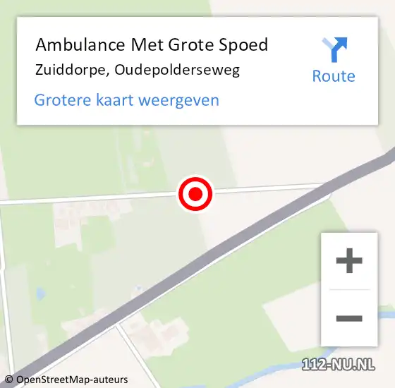 Locatie op kaart van de 112 melding: Ambulance Met Grote Spoed Naar Zuiddorpe, Oudepolderseweg op 4 april 2017 07:29