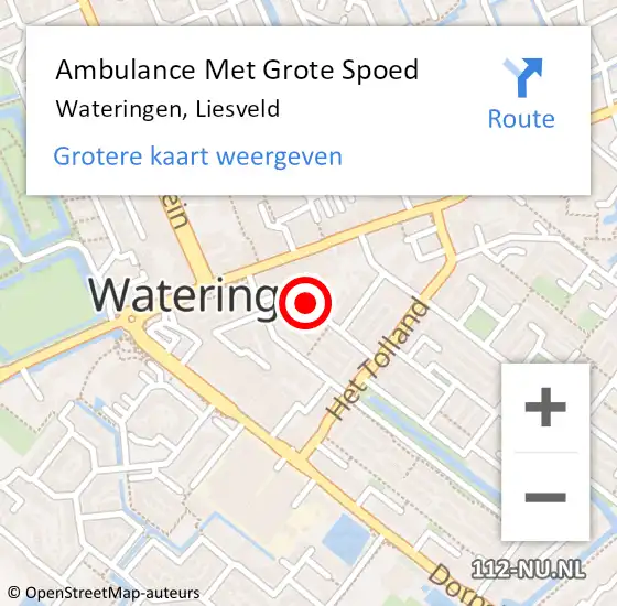 Locatie op kaart van de 112 melding: Ambulance Met Grote Spoed Naar Wateringen, Liesveld op 4 april 2017 07:59