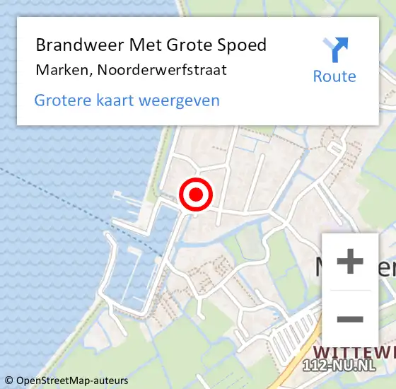 Locatie op kaart van de 112 melding: Brandweer Met Grote Spoed Naar Marken, Noorderwerfstraat op 4 april 2017 08:49