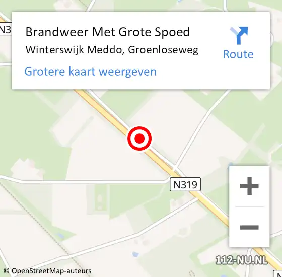 Locatie op kaart van de 112 melding: Brandweer Met Grote Spoed Naar Winterswijk Meddo, Groenloseweg op 4 april 2017 09:05