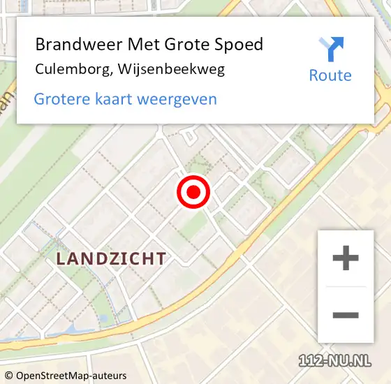 Locatie op kaart van de 112 melding: Brandweer Met Grote Spoed Naar Culemborg, Wijsenbeekweg op 4 april 2017 09:05