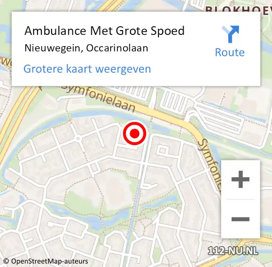 Locatie op kaart van de 112 melding: Ambulance Met Grote Spoed Naar Nieuwegein, Occarinolaan op 4 april 2017 10:07