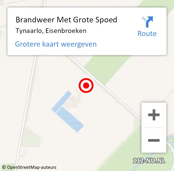Locatie op kaart van de 112 melding: Brandweer Met Grote Spoed Naar Tynaarlo, Eisenbroeken op 16 januari 2014 07:34