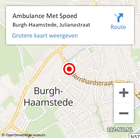 Locatie op kaart van de 112 melding: Ambulance Met Spoed Naar Burgh-Haamstede, Julianastraat op 4 april 2017 10:50