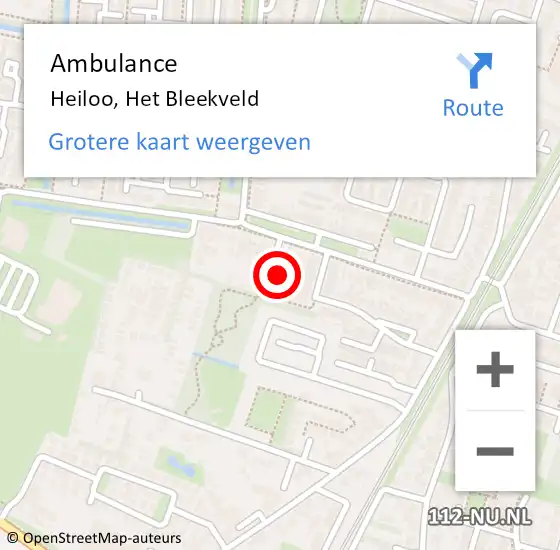 Locatie op kaart van de 112 melding: Ambulance Heiloo, Het Bleekveld op 4 april 2017 10:51