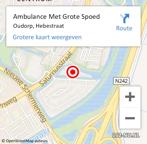 Locatie op kaart van de 112 melding: Ambulance Met Grote Spoed Naar Oudorp, Hebestraat op 4 april 2017 11:30