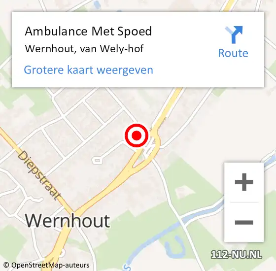 Locatie op kaart van de 112 melding: Ambulance Met Spoed Naar Wernhout, van Wely-hof op 4 april 2017 11:38
