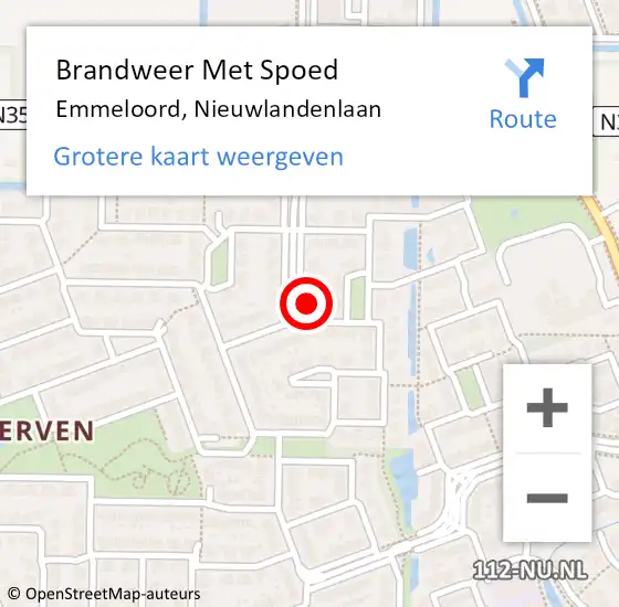 Locatie op kaart van de 112 melding: Brandweer Met Spoed Naar Emmeloord, Nieuwlandenlaan op 4 april 2017 12:14