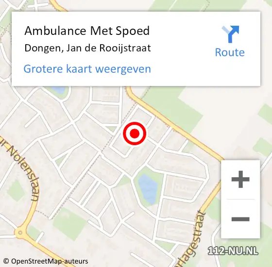 Locatie op kaart van de 112 melding: Ambulance Met Spoed Naar Dongen, Jan De Rooijstraat op 4 april 2017 12:14